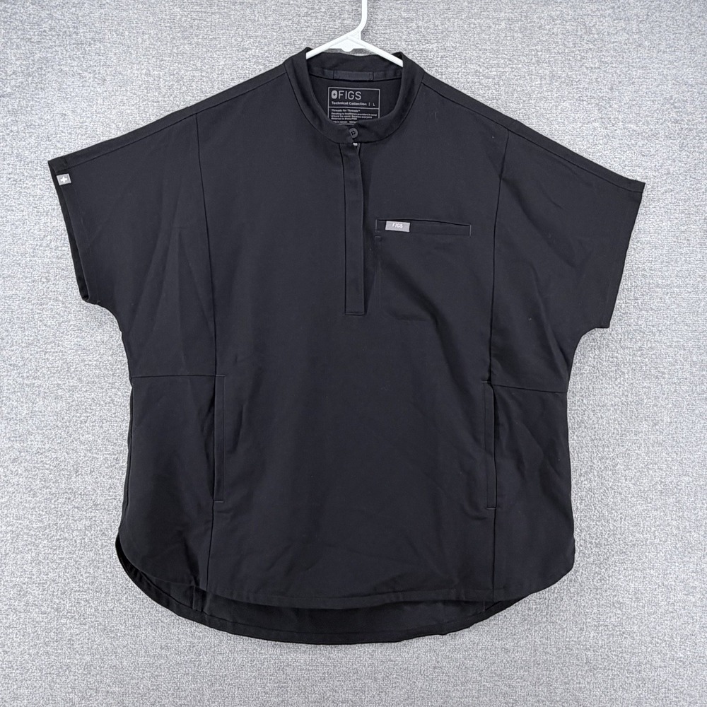 Figs Montex Relaxed Technical Collection Scrub Top Women Size Large Black
